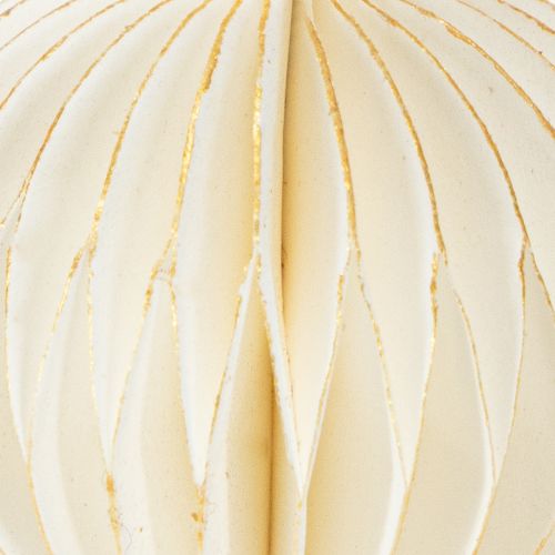 Article Décorations de sapin de Noël en papier alvéolé, blanc et doré, 4 cm, lot de 6