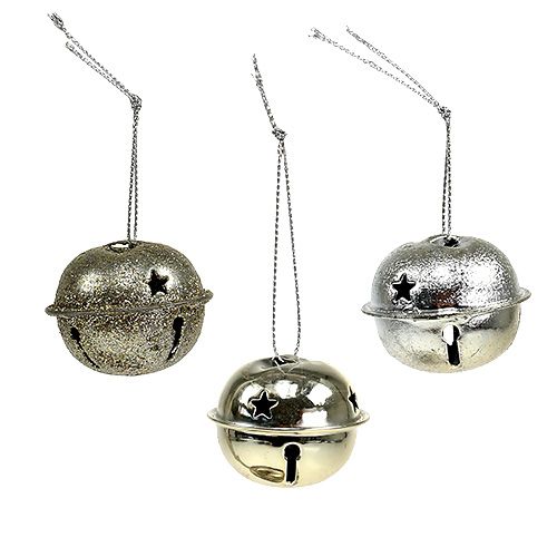 Floristik24 Décoration d'arbre de Noël Cloche en métal 4cm argent 12pcs