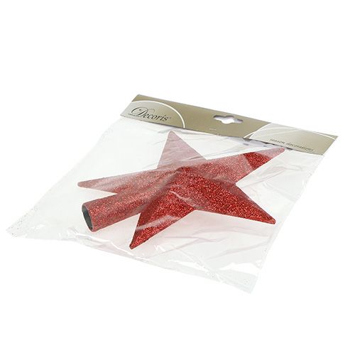 Article Cime d'arbre rouge avec mica Ø2.2cm 19.5cm x 20cm