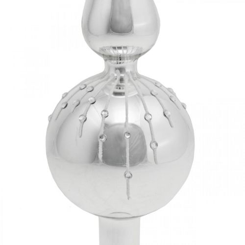 Article Sapin de Noël avec décoration pailletée, décoration de sapin, Sapin de Noël glaçon argent/blanc H31cm