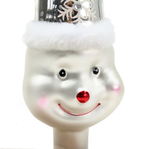 Article Bonhomme de neige en verre au sommet du sapin 30cm