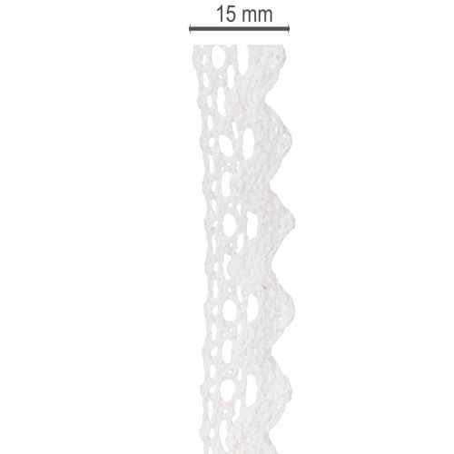 Ruban de dentelle décoratif, galon de coton fin pour travaux manuels, 15 mm de large, 10 m de long | Floristik24.fr