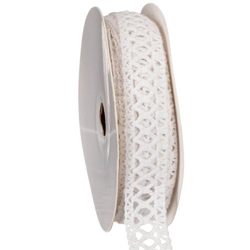 Ruban décoratif dentelle coton blanc 18mm x 10m