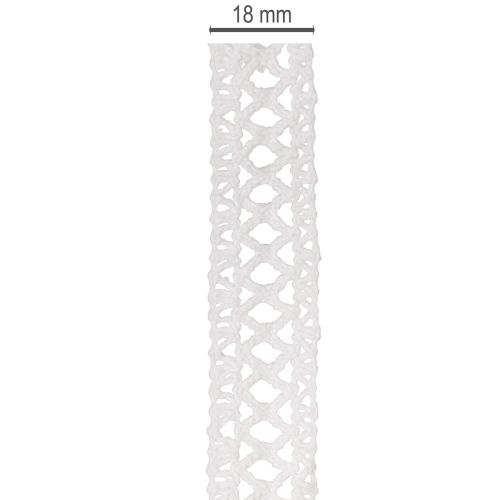 Ruban décoratif dentelle coton blanc 18mm x 10m | Floristik24.fr