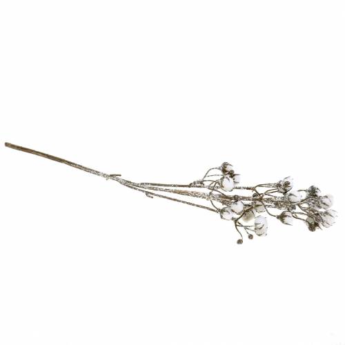 Floristik24 Branche de coton glacé 47cm