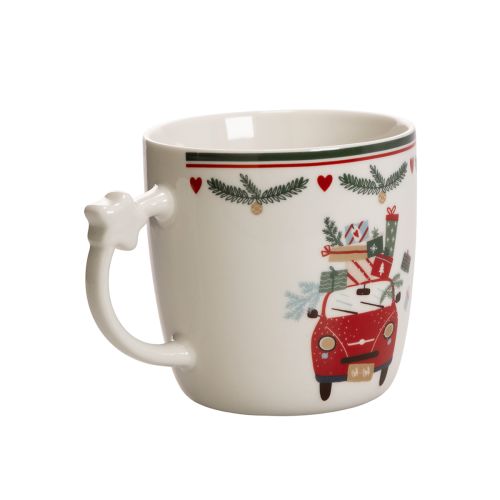 Tasse en céramique avec motif de Noël, voiture et cadeaux, 9 cm | Floristik24.fr
