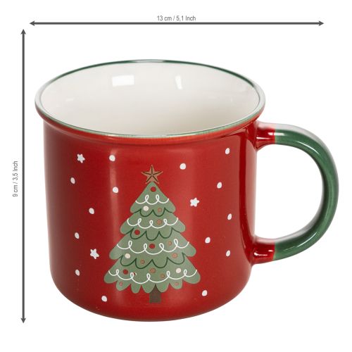 Tasse de Noël rouge en céramique avec motif sapin 9 cm | Floristik24.fr