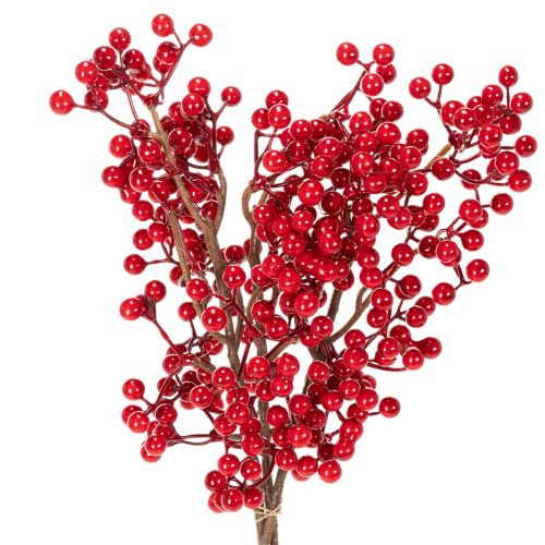 Branche artificielle de houx avec baies rouges pour décoration intérieure 47 cm - Lot de 3 acheter | Floristik24.fr