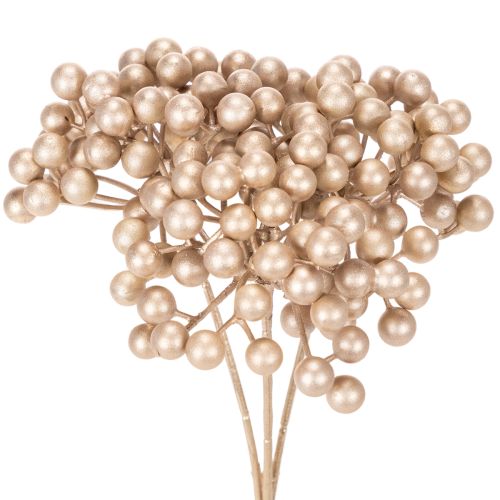 Branche Artificielle de Baies Champagne 28 cm – Lot de 3