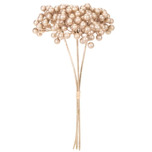 Branche Artificielle de Baies Champagne 28 cm – Lot de 3 | Floristik24.fr