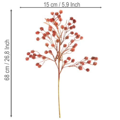 Branche de baies artificielles 68 cm, plastique, rouge, rose et vert, décoration intérieure d’automne | Floristik24.fr
