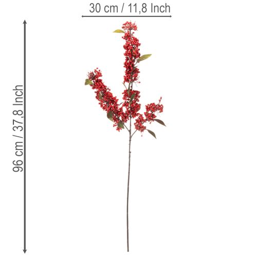 Kitschiger rameau artificiel avec baies rouges et feuilles vertes, 96 cm | Floristik24.fr