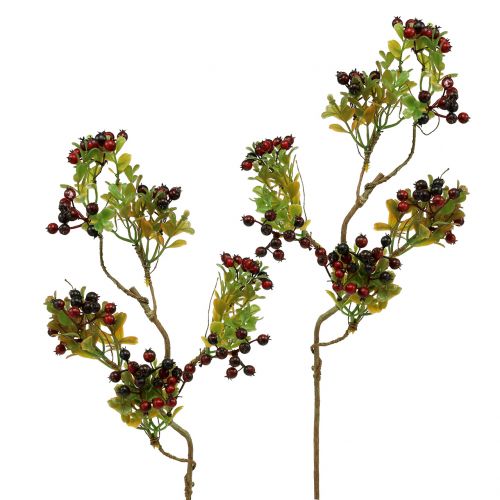Branche artificielle de baies cotonéaster rouge 50 cm 2 p.
