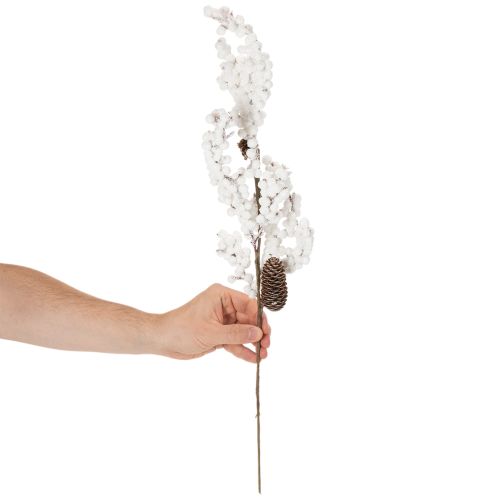 Kunstbranche avec baies blanches et pommes de pin 60 cm pour décoration intérieure | Floristik24.fr