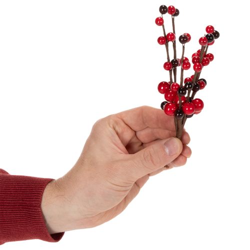 Branche artificielle avec baies rouges 15 cm Lot de 6 | Floristik24.fr