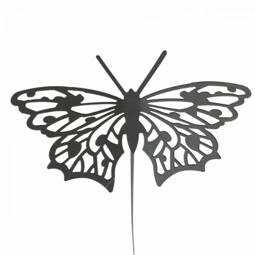Article Bouchon fleur métal papillon noir 10.5×8/44cm 3pcs