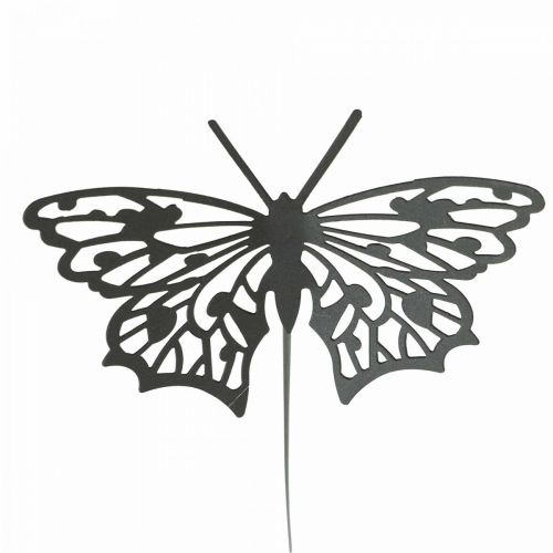 Bouchon de fleur en métal papillon noir 10,5×8/44cm 3 pcs