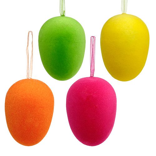 Article Oeufs décoratifs floqués 12cm 8pcs