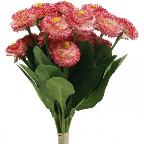 Fleur artificielle, cloches artificielles en bouquet, marguerites blanc-rose L32cm 10pcs