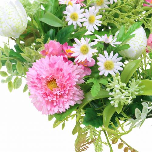 Couronne de Bellis / damier fleur rose, blanc Ø30cm