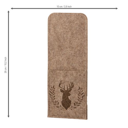 Pochettes à couverts en feutre motif cerf 26 cm marron set de 4 | Floristik24.fr