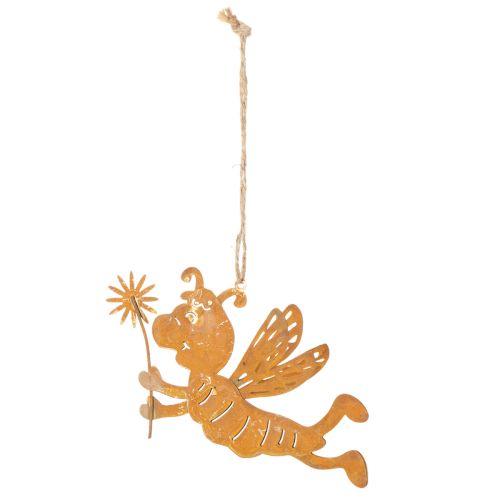 Décoration abeille suspendue, métal couleur rouille, décoration estivale, 12 cm, lot de 6 | Floristik24.fr