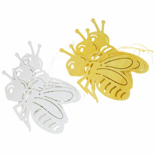 Floristik24 Abeille en bois, décoration de printemps, abeille à accrocher, insecte décoratif 6pcs