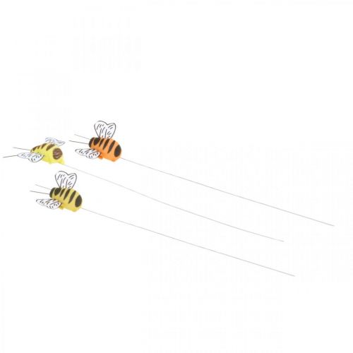 Article Abeille sur fil, bouchon de fleur, abeilles décoratives, orange printanier, jaune L4,5 cm 24 pcs
