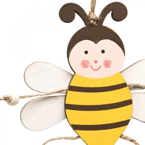 Floristik24 Abeille à suspendre, décoration printanière, pendentif en bois H9,5cm 6pcs