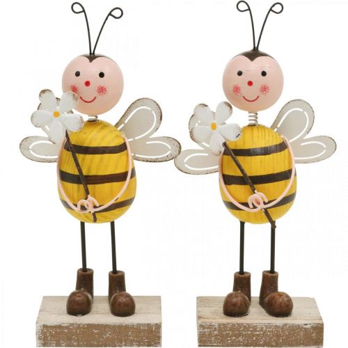 Floristik24 Déco abeille avec fleur déco figure décoration d&#39;été H21cm 2pcs
