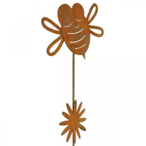 Article Piquet de jardin abeille, décoration printanière, piquet métal rouille L24,5cm 6 pcs