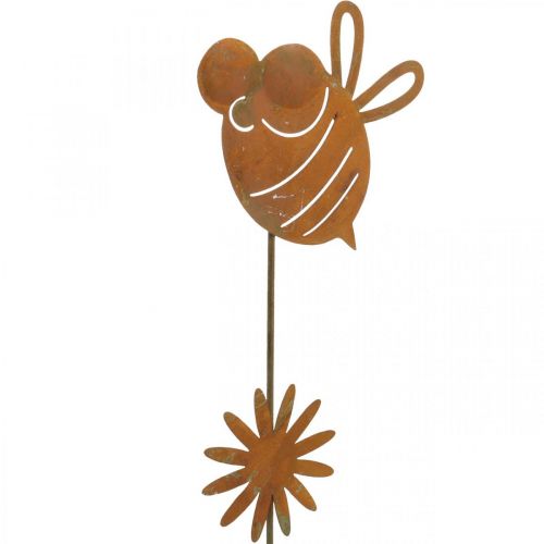 Article Piquets de jardin abeille, décoration printanière, cheville métal patiné L24,5cm 6pcs