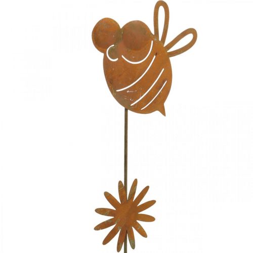 Article Piquet de jardin abeille, décoration printanière, piquet métal rouille L24,5cm 6 pcs