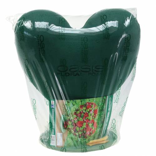 Article Mousse florale coeur 3D avec pied mousse florale verte 30cm x 28cm