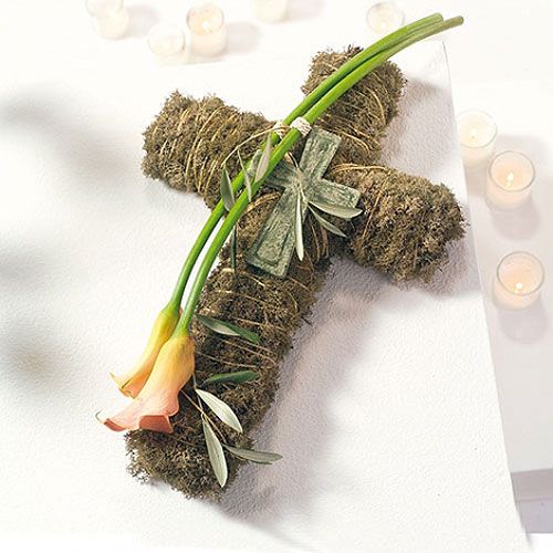 Croix en mousse florale Vert 42cm 4pcs Pour arrangement funéraire