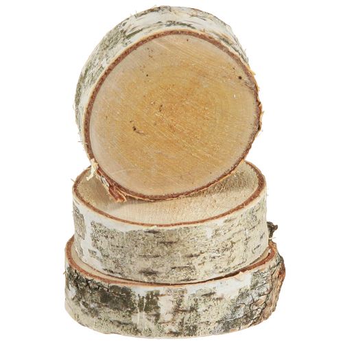 Article Tranches de bouleau avec écorces d&#39;arbre blanchies Ø5-6cm 24 pcs