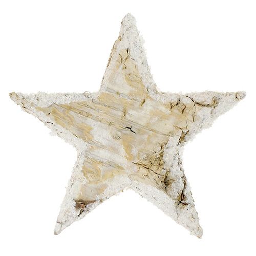 Article Étoiles de bouleau enneigées naturelles 6,5 cm 30 pcs