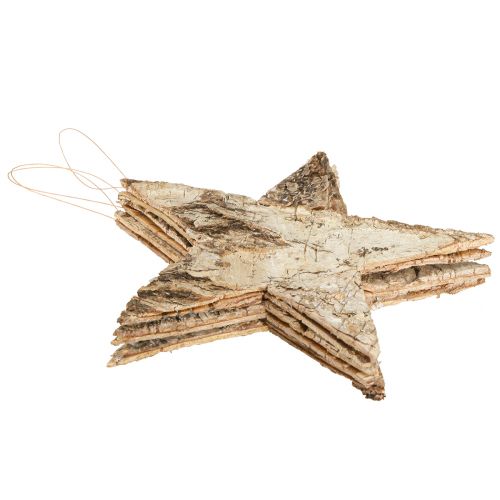 Article Étoiles de bouleau à suspendre écorce de bouleau naturelle 25cm 3 pcs