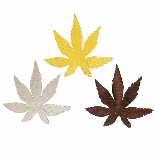 Article Décoration à disperser feuilles jaunes, marron, platine assorties 4cm 72 pcs