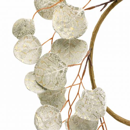 Couronne de feuilles artificielles champagne feuilles rondes Ø55cm