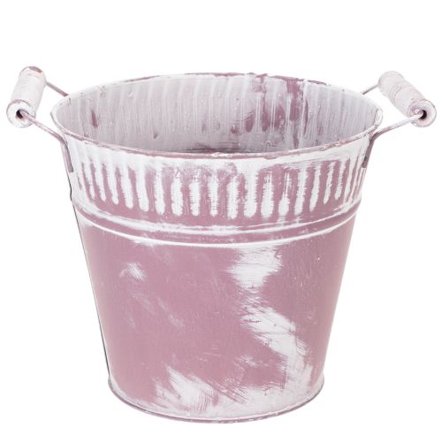 Seau déco métal lilas effet blanchi Ø19cm H17cm - 1 pièce acheter | Floristik24.fr