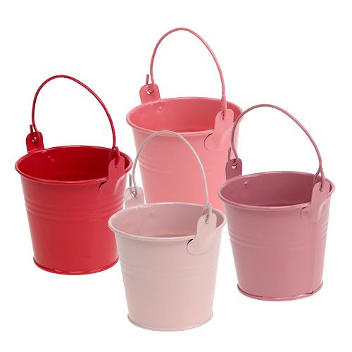 Floristik24 Seau en étain Mix Rose Ø8cm H7.5cm 12pcs