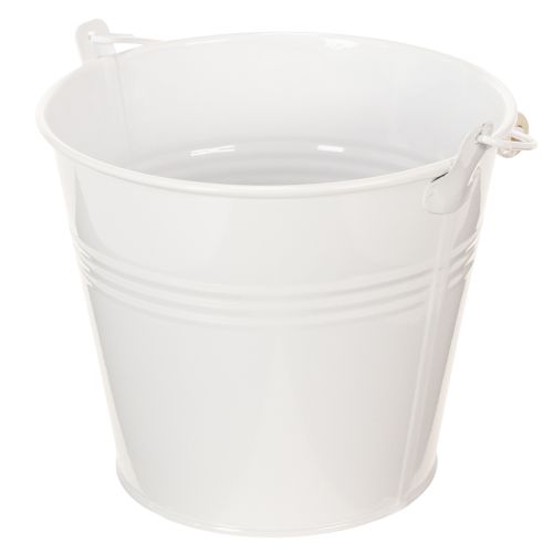 Set de 6 Seaux Décoratifs Blancs en Métal avec Anse en Bois - Ø14cm H12cm | Floristik24.fr