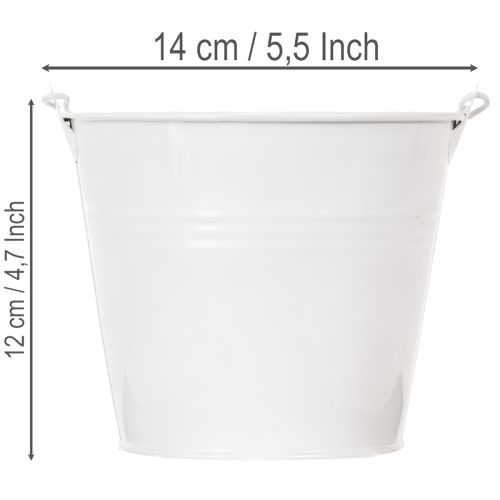 Set de 6 Seaux Décoratifs Blancs en Métal avec Anse en Bois - Ø14cm H12cm | Floristik24.fr