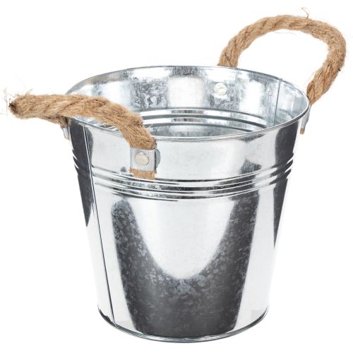 Seau décoratif en métal avec poignées en corde Ø16cm | Floristik24.fr