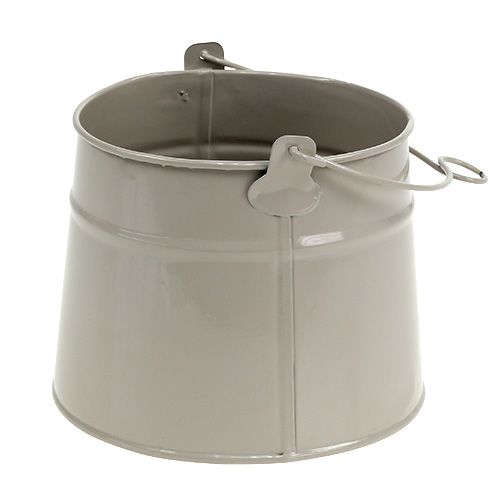 Floristik24 Seau en tôle couleur taupe Ø 12 cm H. 11,5 cm