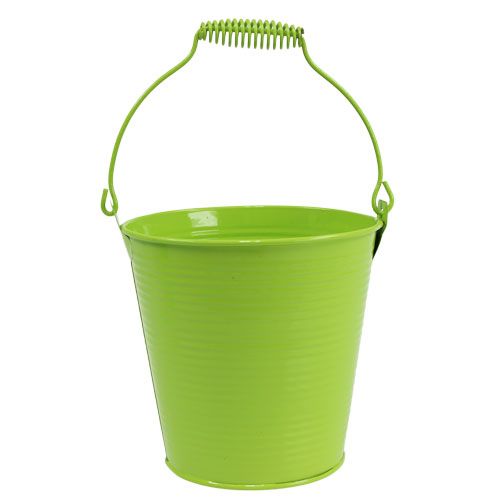 Floristik24 Seau étain vert pomme Ø15cm H14.5cm