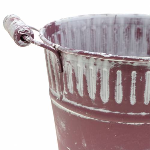 Article Seau en tôle violet blanc lavé Ø15cm H14,5cm 1 pièce