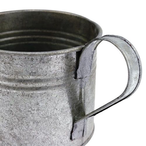 Floristik24 Arrosoir en tôle argent mat Ø10,5cm H10cm 8pcs