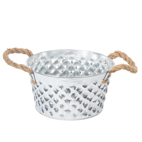 Bol en tôle avec anses en corde Ø18cm H10cm acheter | Floristik24.fr